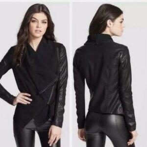 Blank NYC Women's Black Faux Leather Moto Asymmetrical Jacket
